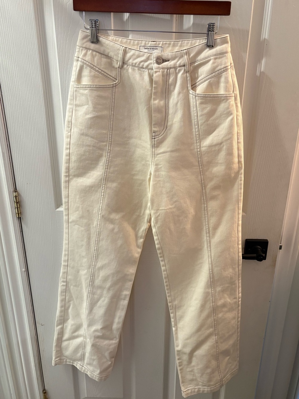 Belle & Bloom Off-White High-Rise Ankle Jeans